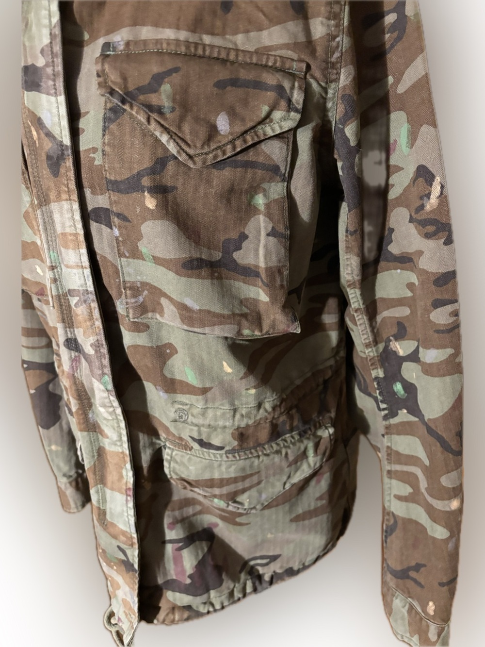 Ralph Lauren Denim & Supply Camo Utility Jacket Back American Flag Women's M - Picture 7 of 11
